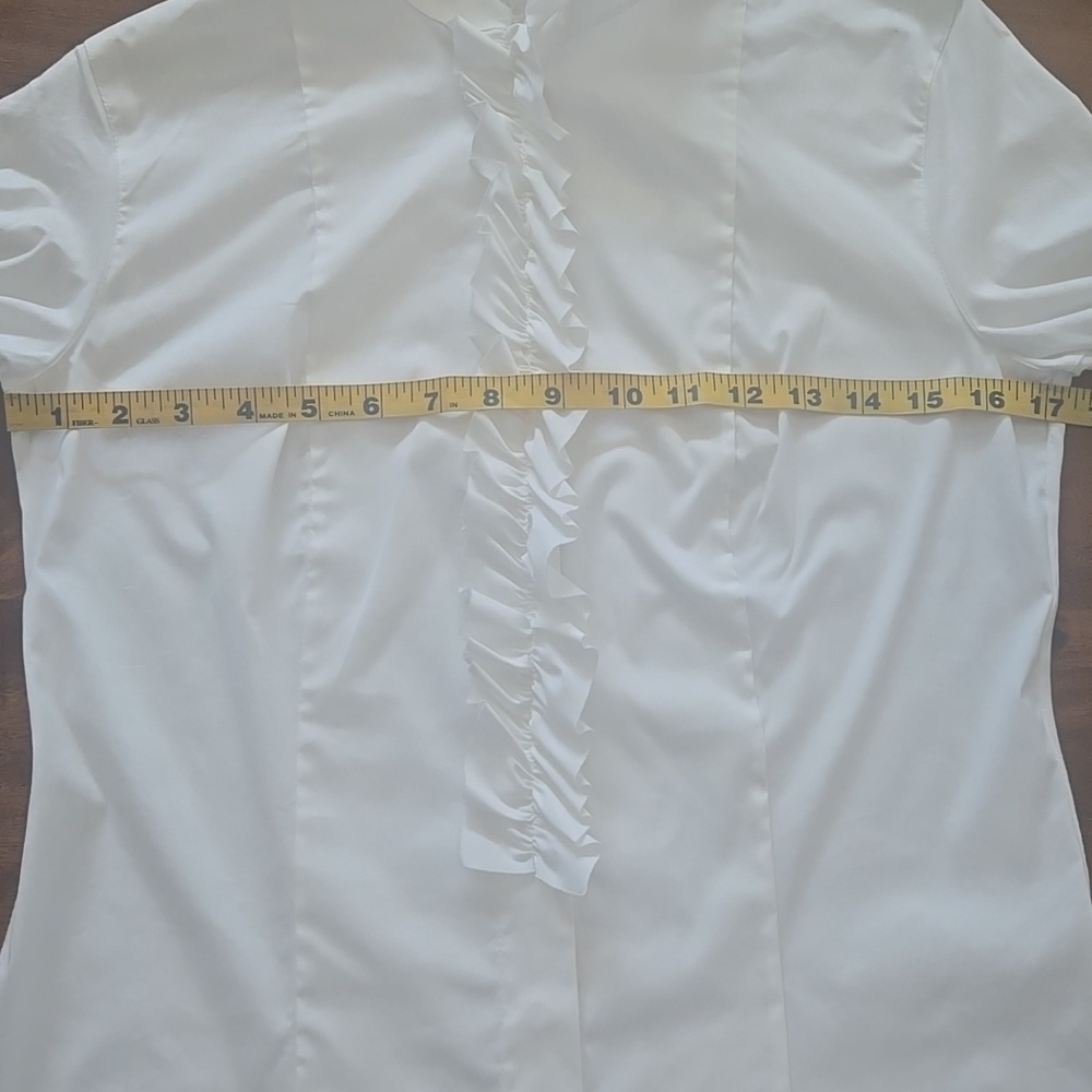 Akris Punto White Cotton Poplin And Elastane Ruffled Button Down Size 8 - Picture 10 of 16